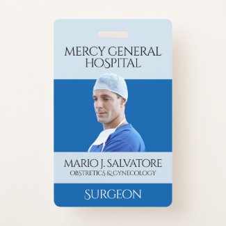 Blue Medical Surgeon Doctor Caduceus Hospital Badge