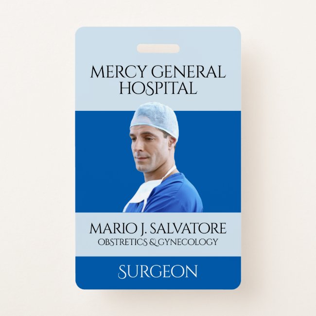 Blue Medical Surgeon Doctor Caduceus Hospital Badge