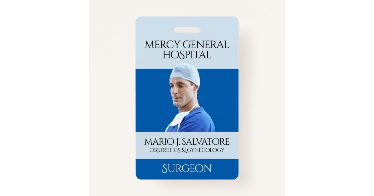 Blue Medical Surgeon Doctor Caduceus Hospital Badge | Zazzle.com