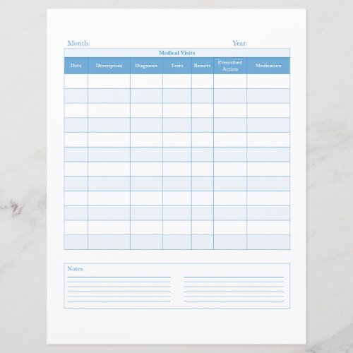 Blue Medical Visits Personal Planner Stationery