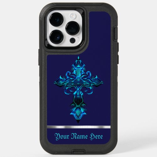 Blue Medieval Cross iPhone 14 Pro Max Case