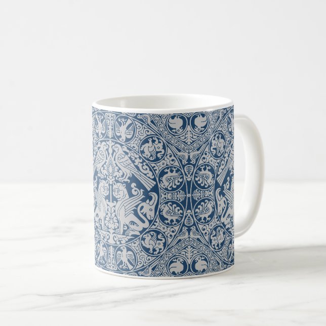 Blue Medieval Menagerie Mug (Front Right)