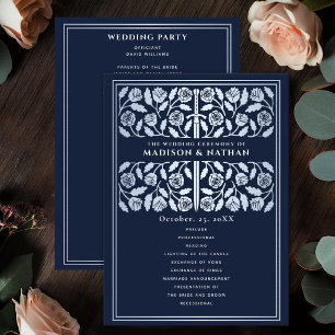 Blue Medieval Silver Sword Royal Wedding Program