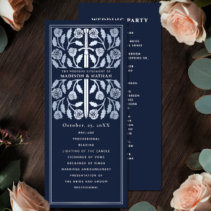 Blue Medieval Silver Sword Royal Wedding Program