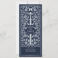 Blue Medieval Silver Sword Save the Date