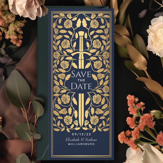 Blue Medieval Sword Save the Date Invitation (Creator Uploaded)