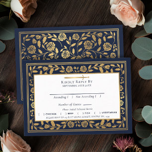 Blue Medieval Sword Wedding RSVP Enclosure Card