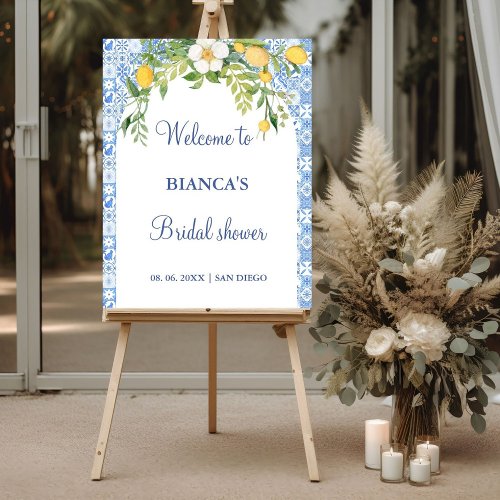 Blue Meditarrean tile Arch welcome bridal shower Foam Board