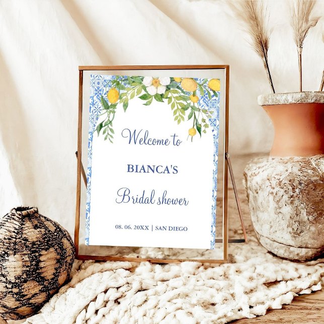 Blue Meditarrean tile Arch welcome bridal shower  Poster (Creator Uploaded)