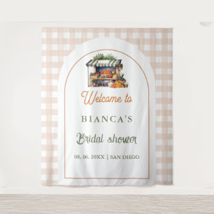 Blue Meditarrean tile Arch welcome bridal shower Tapestry