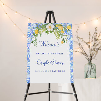 Blue Meditarrean tile Arch welcome couple shower Foam Board