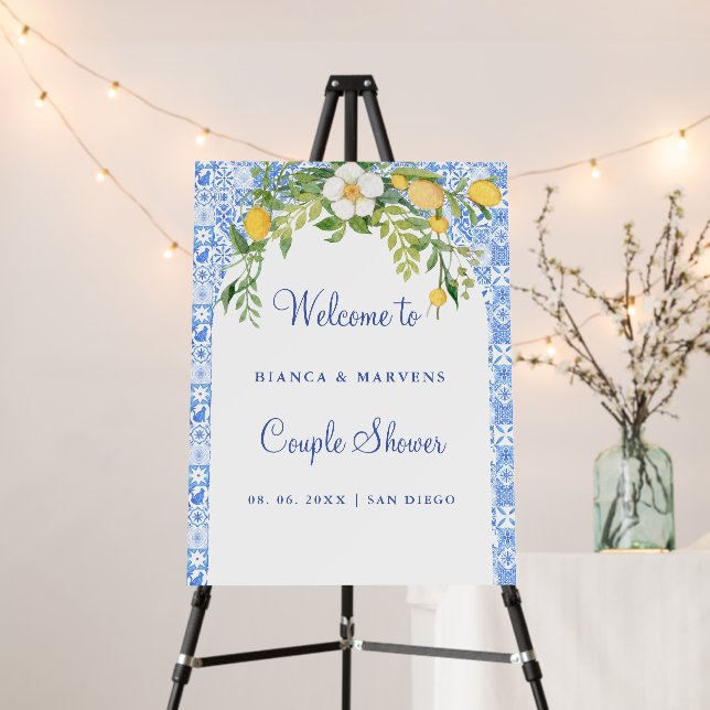 Blue Meditarrean tile Arch welcome couple shower Foam Board (In Situ (Stand))