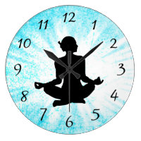 Blue Meditation Women Zen Sun bust Clock