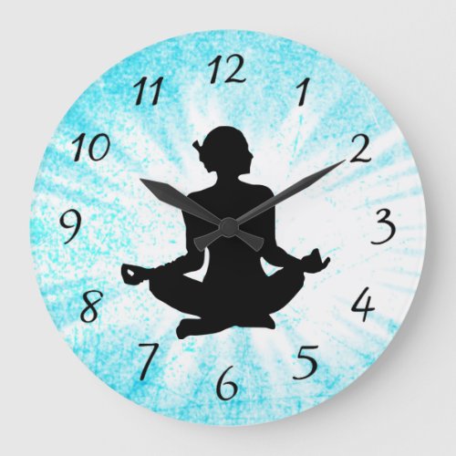 Blue Meditation Women Zen Sun bust Clock