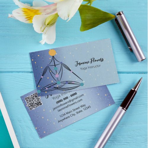 Blue Meditation Yoga Pose Instructor Business Card