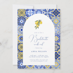 Blue Mediterranean Bachelorette Party Invitation