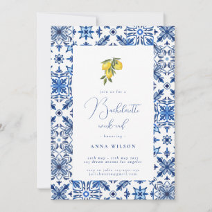 Blue Mediterranean Bachelorette Party Invitation