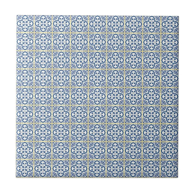 Blue Mediterranean  Ceramic Tile (Front)