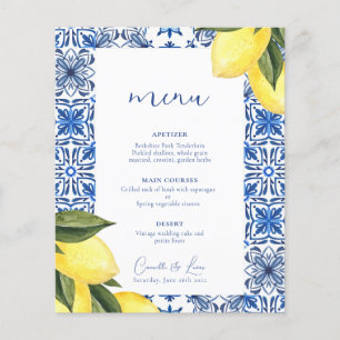 Blue Mediterranean citrus wedding menu