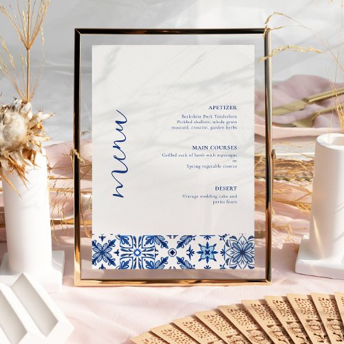Blue Mediterranean citrus wedding menu