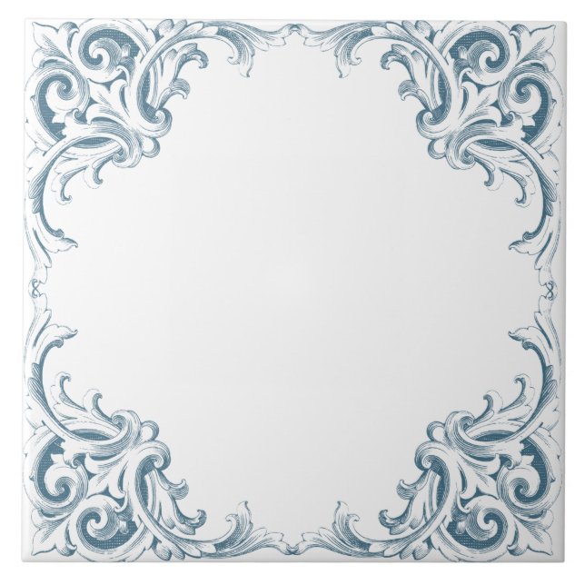 Blue Mediterranean Decorative Pattern Ceramic Tile (Front)