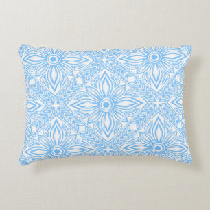 Blue Mediterranean Italian Tile Decorative Pattern Accent Pillow