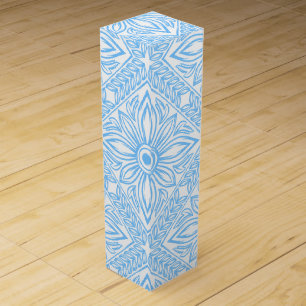 Blue Mediterranean Italian Tile Decorative Pattern Wine Box