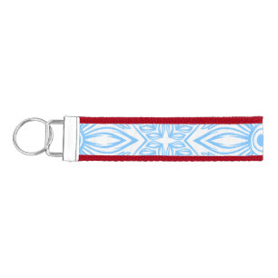 Blue Mediterranean Italian Tile Decorative Pattern Wrist Keychain