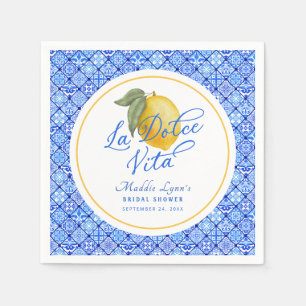 Blue Mediterranean La Dolce Vita Bridal Shower Napkins