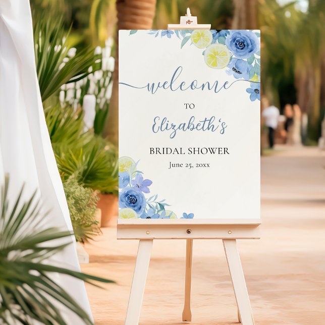 Blue Mediterranean Lemon Bridal shower Foam Board (Creator Uploaded)