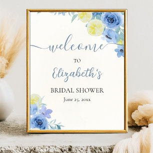 Blue Mediterranean Lemon Bridal shower Poster