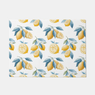 Blue Mediterranean Lemon Pattern Doormat