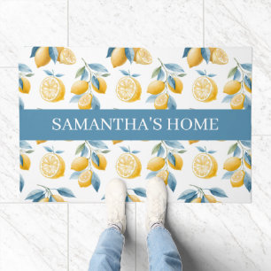 Blue Mediterranean Lemon Pattern Name Doormat