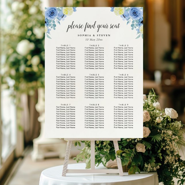 Blue Mediterranean Lemon Wedding Foam Board (Creator Uploaded)