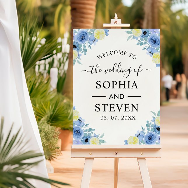 Blue Mediterranean Lemon Wedding Foam Board (Creator Uploaded)