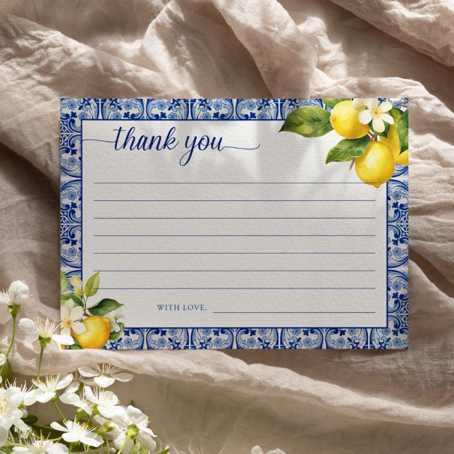Blue Mediterranean Lemons Thank You Invitation (Creator Uploaded)