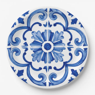 Blue Mediterranean Paper Plates