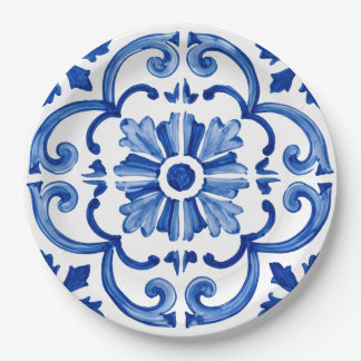 Blue Mediterranean Paper Plates