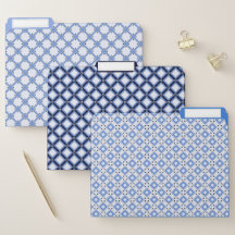 Blue Mediterranean Patterns File Folders