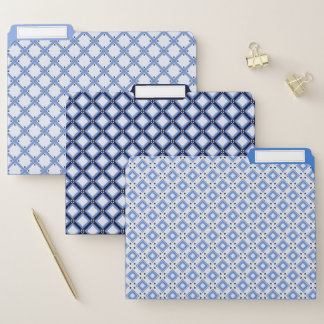 Blue Mediterranean Patterns File Folders