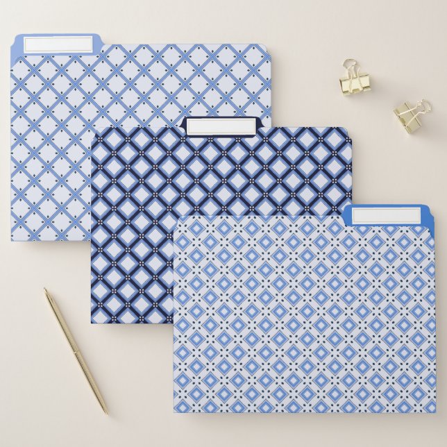Blue Mediterranean Patterns File Folders (Set)