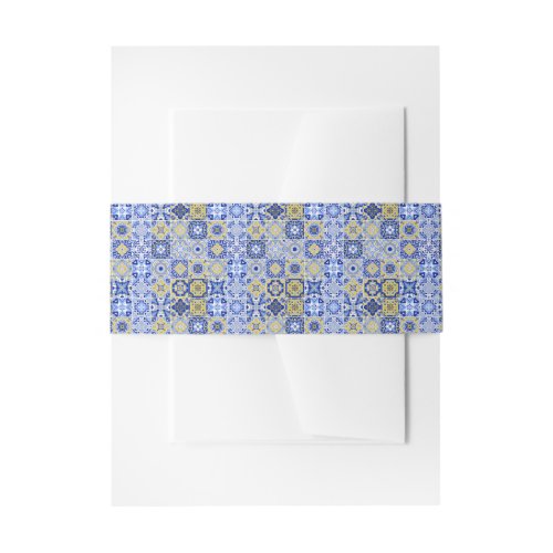 Blue Mediterranean Tile and citrus  Invitation Belly Band