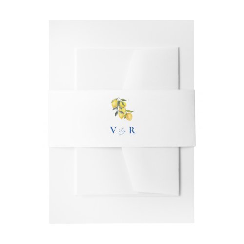 Blue Mediterranean Tile and citrus  Invitation Belly Band