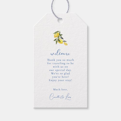 Blue Mediterranean Tile and Citrus Wedding gifts  Gift Tags