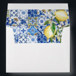 Blue Mediterranean Tile Citrus Lemon Amalfi Envelope<br><div class="desc">This elegant envelope features a white background with blue Mediterranean tiles and lemons/citrus in watercolor. Perfect for a wedding,  baby shower,  or bridal shower! Personalize it for your needs. You can find matching products at my store.</div>