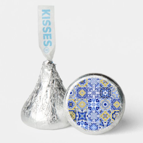 Blue Mediterranean Tile  Citrus Wedding Hersheys Kisses