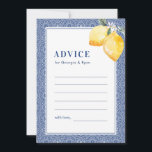 Blue Mediterranean Tile Lemon Amalfi Coast Wedding Advice Card<br><div class="desc">These pretty,  mediterranean advice cards would make a wonderful addition to your wedding supplies! Easily customize the text by clicking on the "personalize" option.</div>