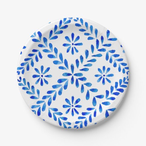Blue Mediterranean Tile Paper Plate