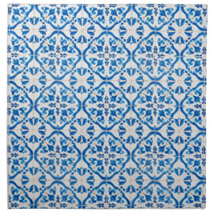 Blue Mediterranean Tile Pattern – Elegant Azulejo Cloth Napkin