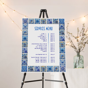 Blue Mediterranean Tiles Frame Services Menu Foam Board